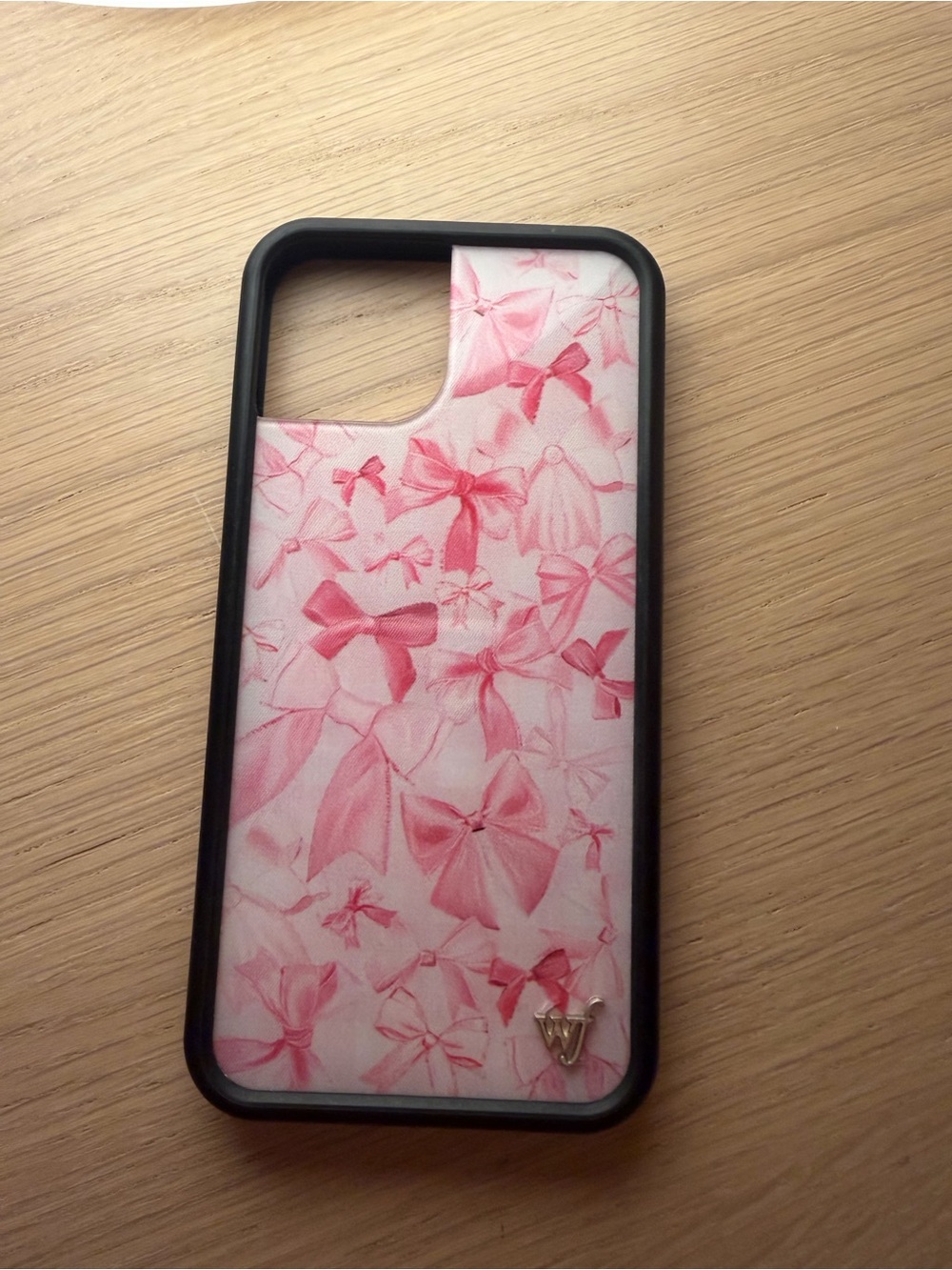 Wildflower iPhone 13 Pink Bow Pattern Phone Case with Black Rim